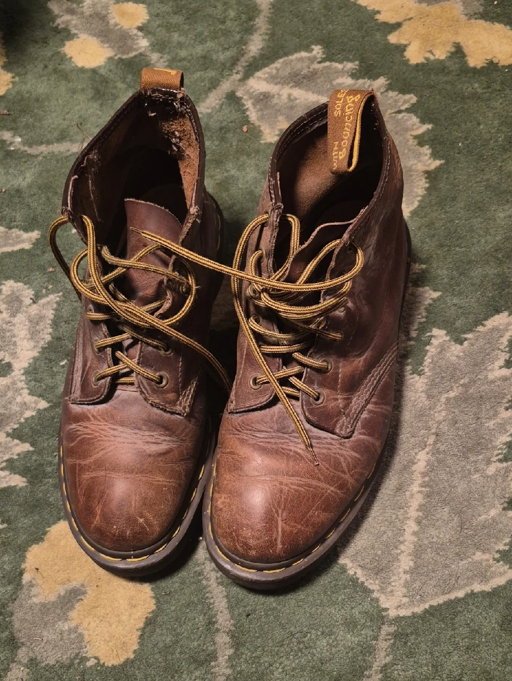 Dr. Martens Brown Leather Chukka Boots with Yellow Stitching - Picture 1 of 12
